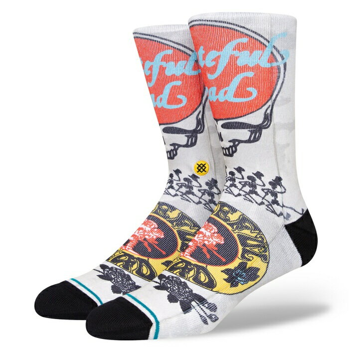 STANCE SOCKS スタンス ソックス 靴下 GRATE グレイトフルデッド コラボ クルーソックス ホワイト マルチ メンズ/フリー