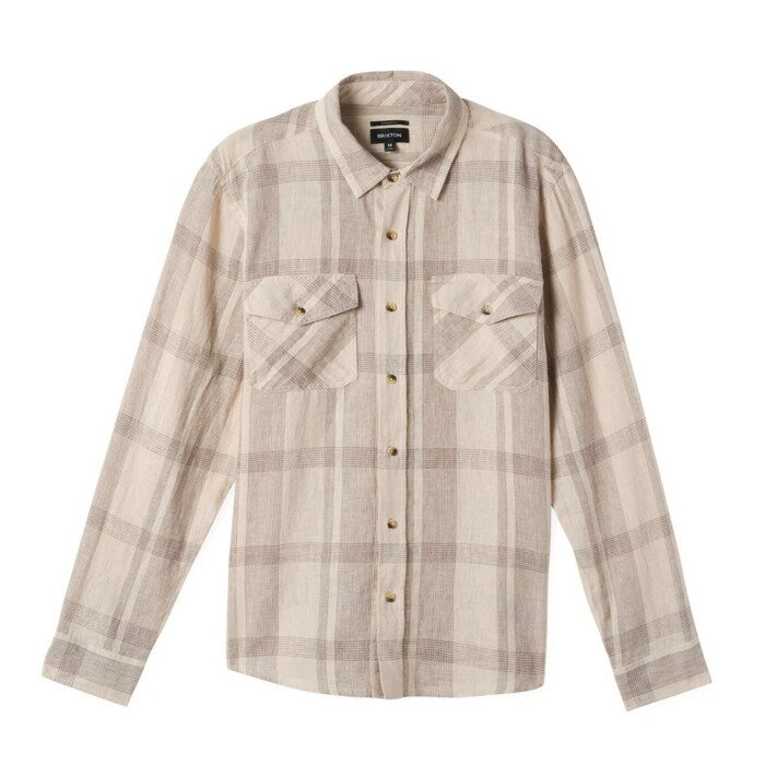 BRIXTON ブリクストン シャツ MEMPHIS LINEN BLEND LONG SLEEVE SHIRT チェックシャツ ホワイト×グレー チェック/S-L