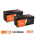 【2SET】LiTime 12V 300Ah リン酸鉄リチウムイオンバッテリー 200A BMS内蔵 最大2560Wの負荷電力 4000~15000サイクル 1...
