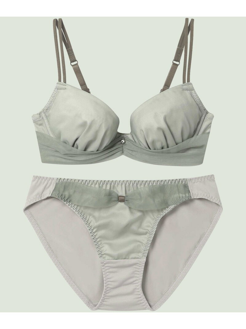 【SALE/20%OFF】【まる胸メイク】ブラ&ショーツセット チュール AMPHI アンフィ インナー・ルームウェア ブラ&ショーツセット グレー【RBA_E...