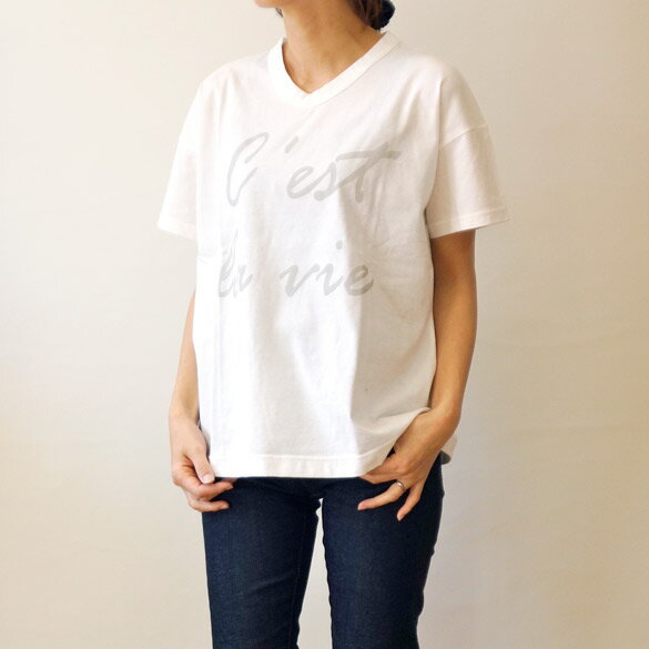 HARRISS　ハリス　『C’est la vie』ロゴ半袖Tシャツ(ha006)(ネコポス)(代引手数料無料)レディース シンプル 無地 英字 カットソー Vネック【楽ギフ_包装】のサムネイル