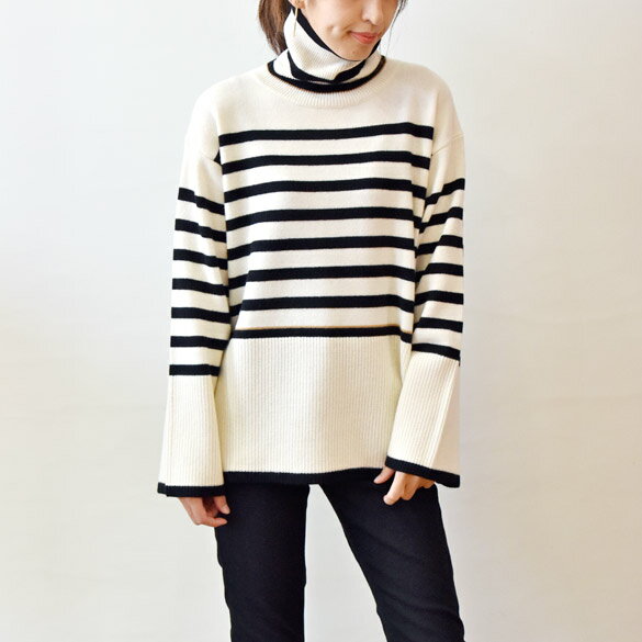 ハリスグレース (harriss grace) ボーダー サイドスリット 長袖ニット(ha011)のサムネイル