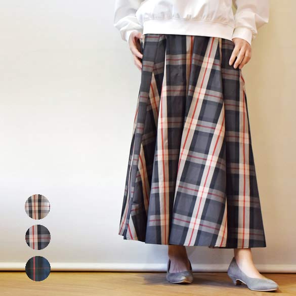 Priority プライオリティ フレアー&ギャザーのチェックスカート(pt001)のサムネイル