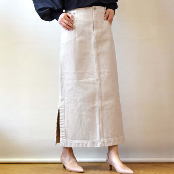 ハリス (HARRISS) サンドベージュ デニムタイトスカート(ha007)のサムネイル