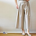 TOLNERA (トルネラ)ストライプ ミモレ丈 ワイドパンツ(pt009)(T52002IT)