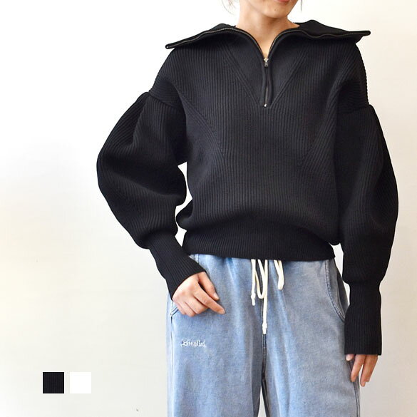 CEaRET（シーレット）ハーフジップ パフスリーブ ニット(ab015)(264010)