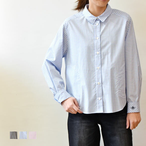 irise（イリゼ）ハチ刺繍 チェック&ストライプ プリントブラウス(ir007)(t9005)