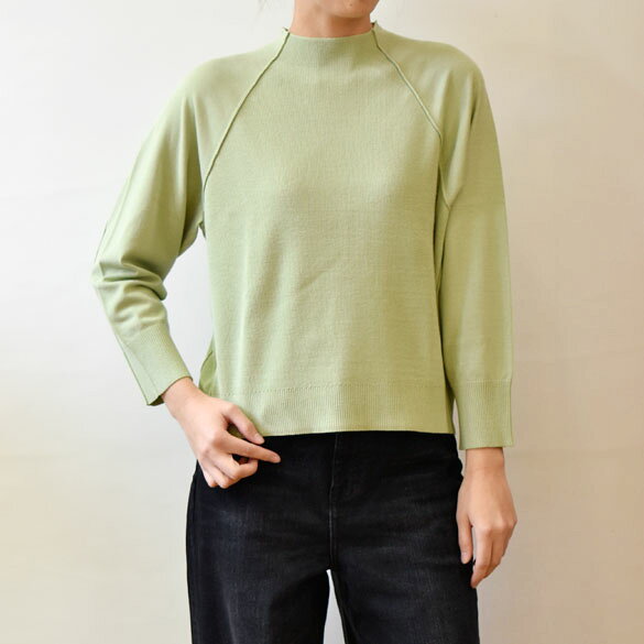Maglia Plus（マリアプラス）ストレッチレーヨン 畦編み ハイネックニット(mp001)(156001)