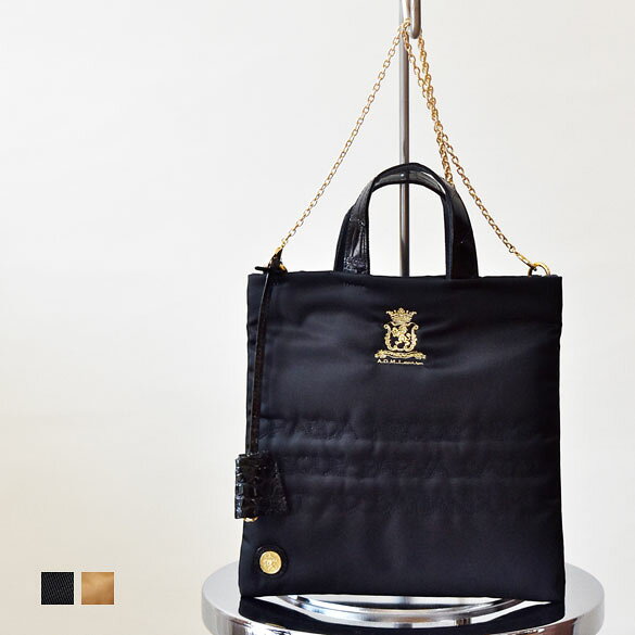 ADMJ（エーディーエムジェイ）デービス/ステッチ刺しゅうフラットトート22cm(チェーン付)(ad286)(27AW01013)