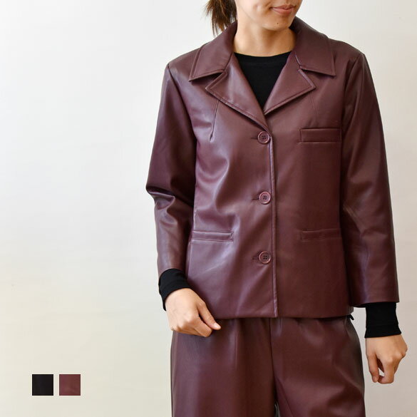 IL VENTO & LA SETA（イルヴェントアンドラセータ）エコレザー テーラードジャケット(as083)(L42J/642/9331)