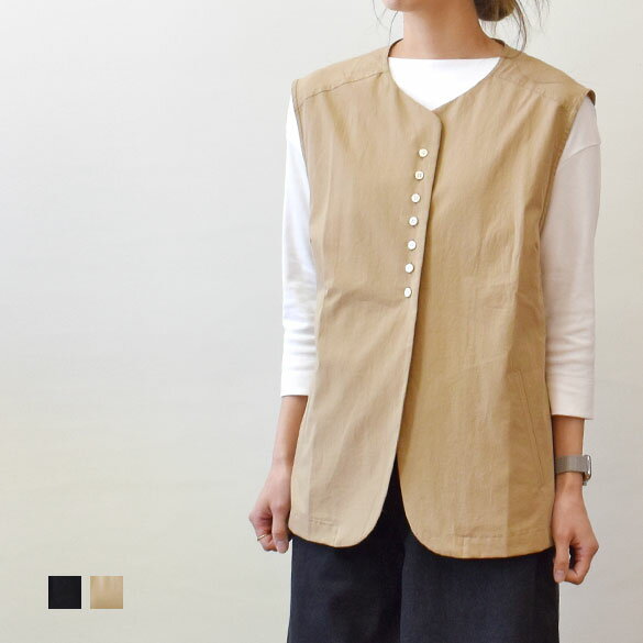 Rakuten - ATER/STUDIO JAPAN（アーテルストゥーディオ） 前ボタン バックベルト コットンベスト(at050)(932121)