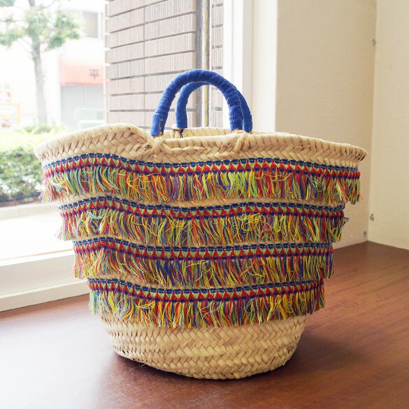 Caterina Bertini カテリナ ベルティーニ　ミックカラー フリンジ カゴバッグ(cn008)(送料無料)(代引手数料無料) かごバック 夏バッグ ハンドバッグ【楽ギフ_包装】のサムネイル