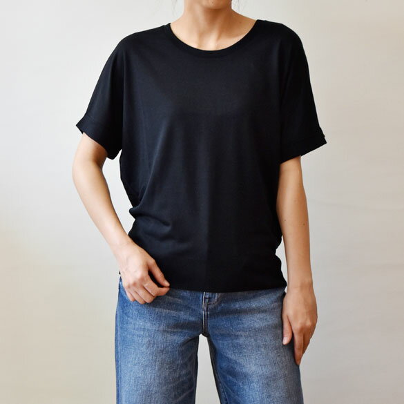 ヘルノ（HERNO）ハイゲージ ドルマン 薄手ニットTシャツ(hn061)(JG000312D)