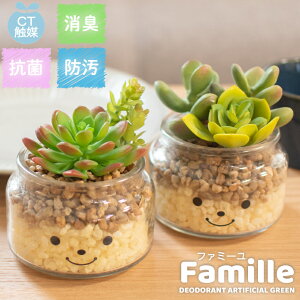 【土日限定！5%OFFクーポン】 フェイクグリーン 多肉植物 サボテン 風水 人工観葉植物 造花 消臭アーティフィシャルグリーン おしゃれ リビング ダイニング 玄関 キッチン トイレ ナチュラル グリーン 消臭 防汚 抗菌 寄せ植え CT触媒 ギフト 母の日 Famille ファミーユ L