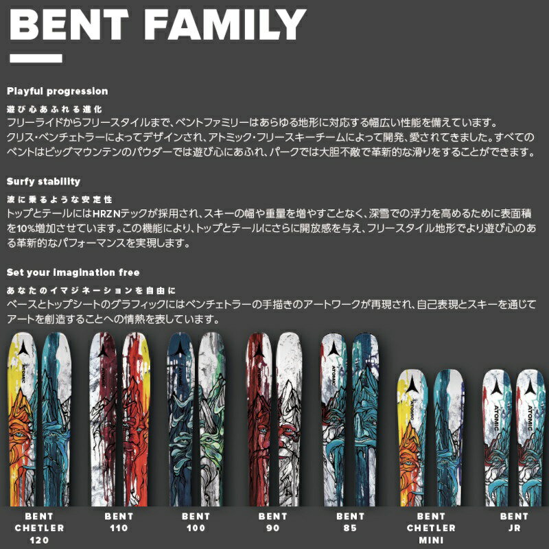 【楽天スーパーセール期間限定大特価】アトミック スキー板 2024 ATOMIC BENT 110 ベント フリーライド フリースタイル
