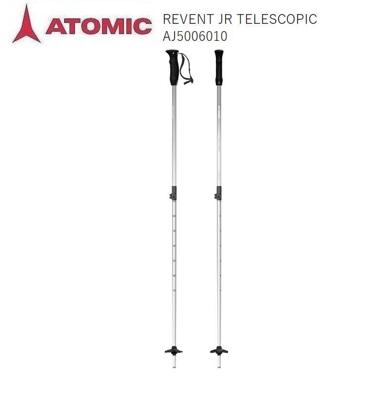 メーカー名：ATOMIC 商品名：REVENT JR TELESCOPIC 75-105 品番：AJ5006010 カラー：White サイズ：75～105cm オールマウンテン向けのジュニア用スキーポールで、成長に合わせて長さを伸ばせる調整式シャフトを備え、若いスキーヤーの発達をサポートします。 WEIGHT Weight single piece (g) / Size (cm) : 170 成長の早いジュニアスキーヤーにぴったりの、アトミック Revent JR Telescopic。長さ調節が可能な伸縮式シャフトを採用したオールマウンテン用キッズスキーポールで、1〜2シーズンだけでなく、成長に合わせて数シーズンにわたって使用できます。 耐久性に優れた6Kアルミニウムシャフトを採用し、スチール製チップとJR Pisteバスケットが、整備された圧雪バーンや硬い雪面での滑走をサポートします。 使いやすいベーシックストラップに加え、小さな手でも快適かつしっかりと握れるよう設計された、ジュニア向けの人間工学に基づくグリップを搭載しています。 メーカー希望小売価格はメーカーサイトに基づいて掲載しています