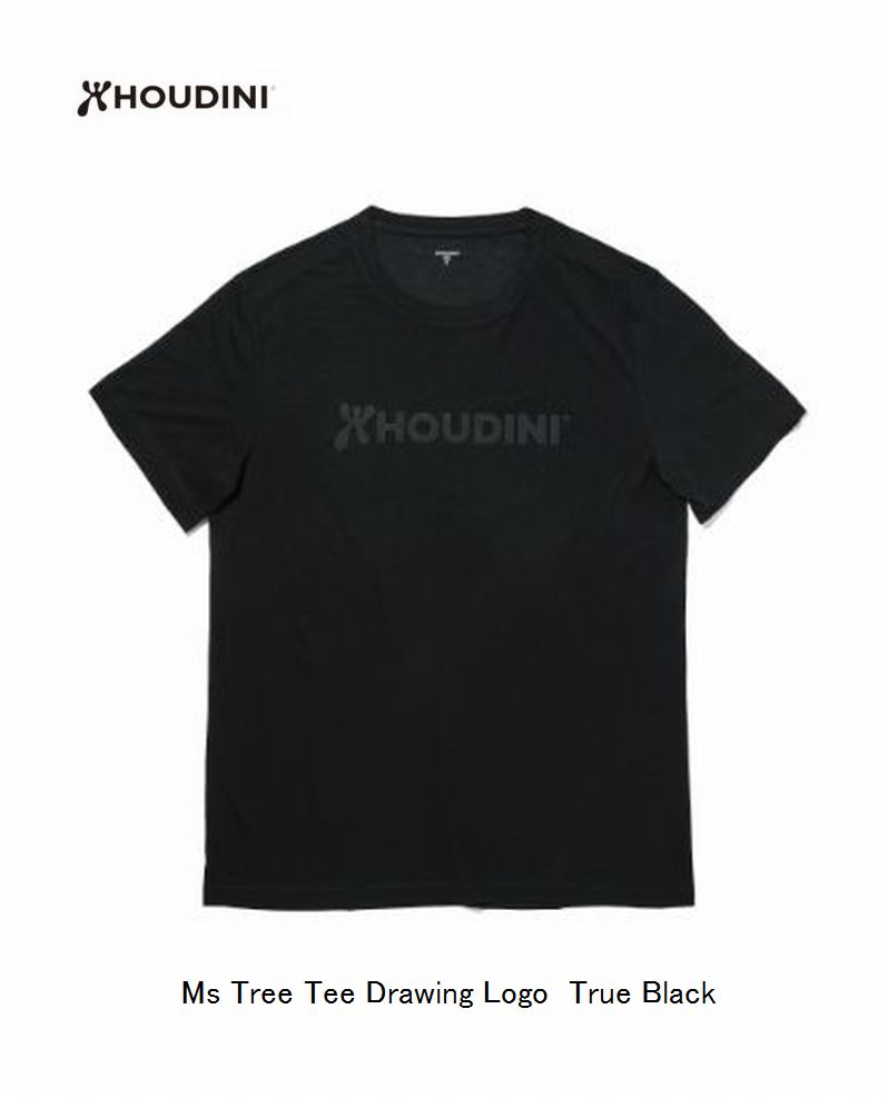 フーディニ HOUDINI Ms Tree Tee Drawing Logo 900 True Black メンズ Tシャツ 限定