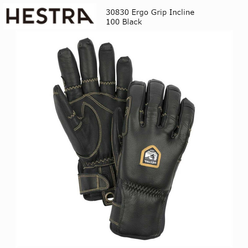 ヘストラ HESTRA 30830 Ergo Grip Incline 100 Black エルゴ グリップ 革 レザー グローブ 握りやすい