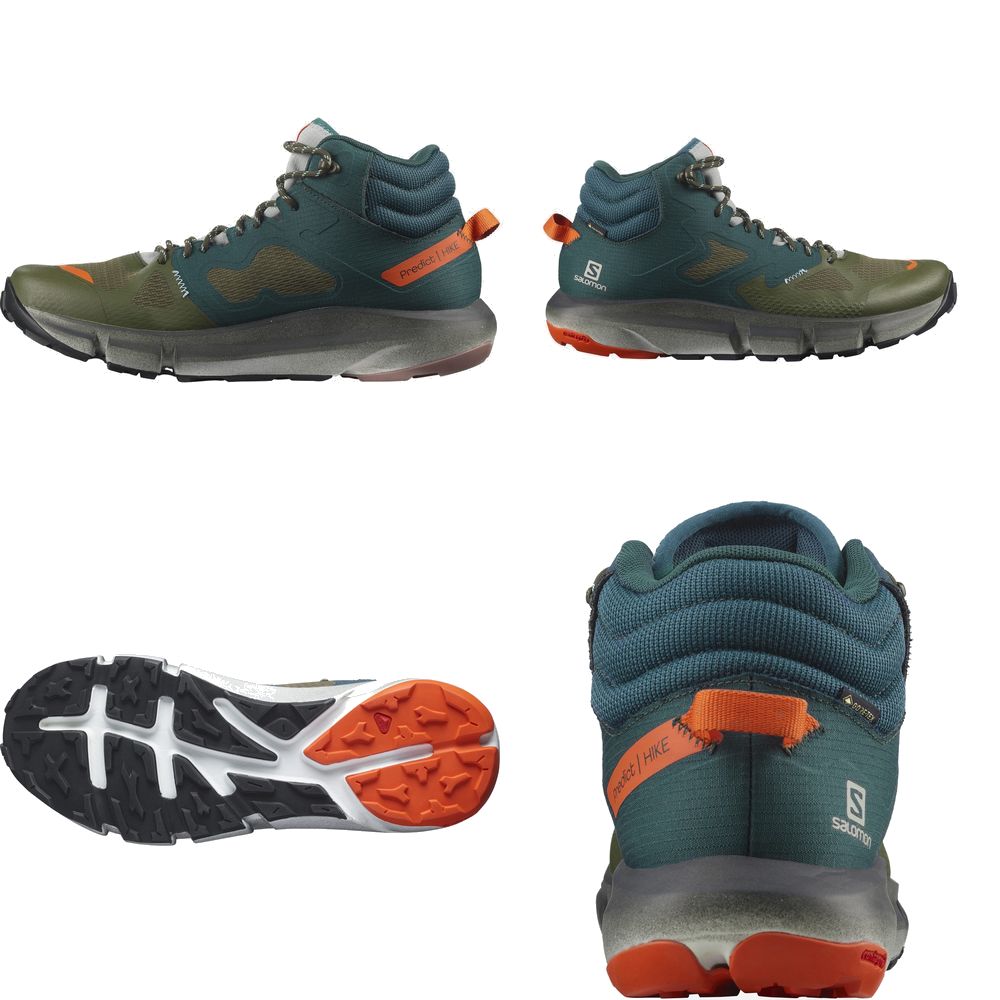 サロモン SALOMON PREDICT HIKE MID GORE-TEX PonderosaPine OliveNight Red Orange L41461100 ゴアテックス ワイド トレイルランニング シューズ メンズ