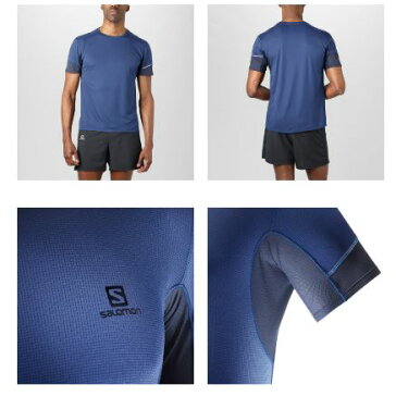 SALOMON 18FW AGILE SS TEE M サロモン Tシャツ メンズ L40385500 Medieval Blue トレイルランニング