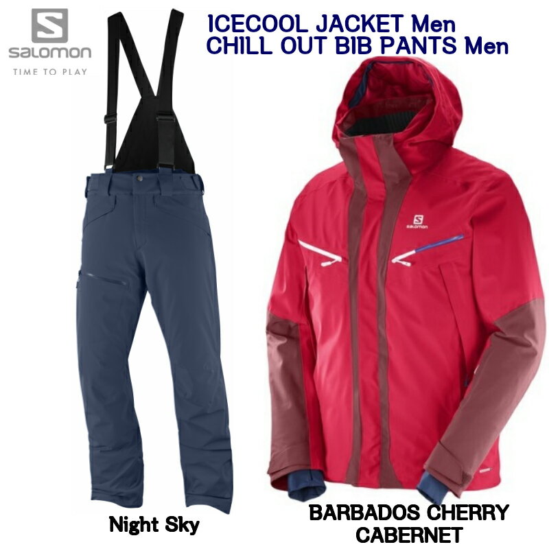 サロモン SALOMON ICECOOL JKT Mens L39717900 Barbados Cherry Cabernet+ CHILLOUT BIB PANT Mens Night Sky L40410100 スキーウェア