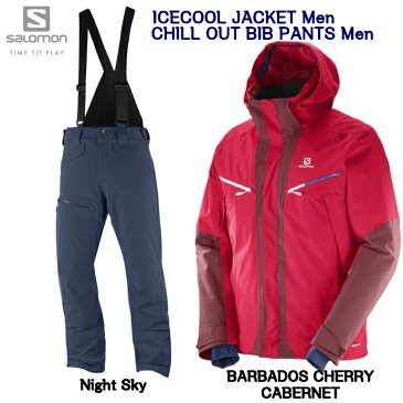 SALOMON ICECOOL JKT Mens L39717900 Barbados Cherry Cabernet+ CHILLOUT BIB PANT Mens Night Sky L40410100 サロモン スキーウェア