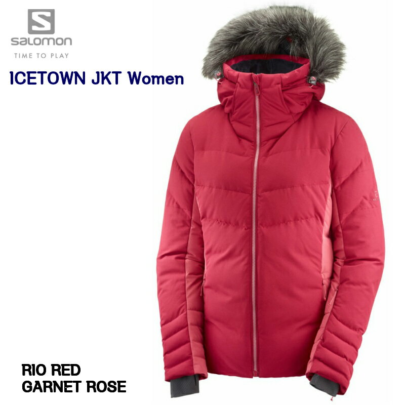 メーカー名：SALOMON　サロモン 品番：LC1209600 商品名：ICETOWN JKT Women Rio Red Garnet Rose アイスタウン MotionFit搭載のダウンジャケット。女性らしいシルエットの為、ダウンなのにすっきりしたラインはファッション性に優れた一押しのウェアです。 SIZE/WEIGHT XS | S | M | L 1140g / M FIT Regular fit COMPOSITION body: 100% Polyester lining: 100% Polyester lower lining: 100% Polyamide hood filling: 100% Polyester filling: 80% Down, 20% Feather side filling: 100% Polyester hood lining: 100% Polyamide lining insert: 100% Polyester CONCEPT/TECHNOLOGY MotionFit|AdvancedSkin Dry|Allied feather FABRICS 2L INSULATION 550 fillpower|Down insulation 80/20 WATERPROOFNESS AdvancedSkin Dry water repellent|DWR treatment MADE IN INDONESIA メーカー希望小売価格はメーカーカタログに基づいて掲載しています