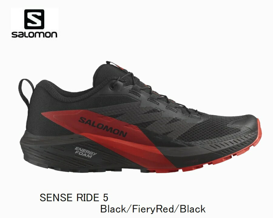 サロモン SALOMON SENSE RIDE 5 シューズ Black FieryRed トレイルランニング メンズ