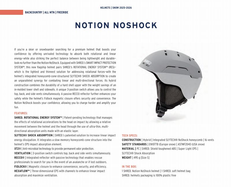 シュレッド 2025/2026 SHRED NOTION NOSHOCK BLACK HENTNK11 スノボ ヘルメット フリーライド 2