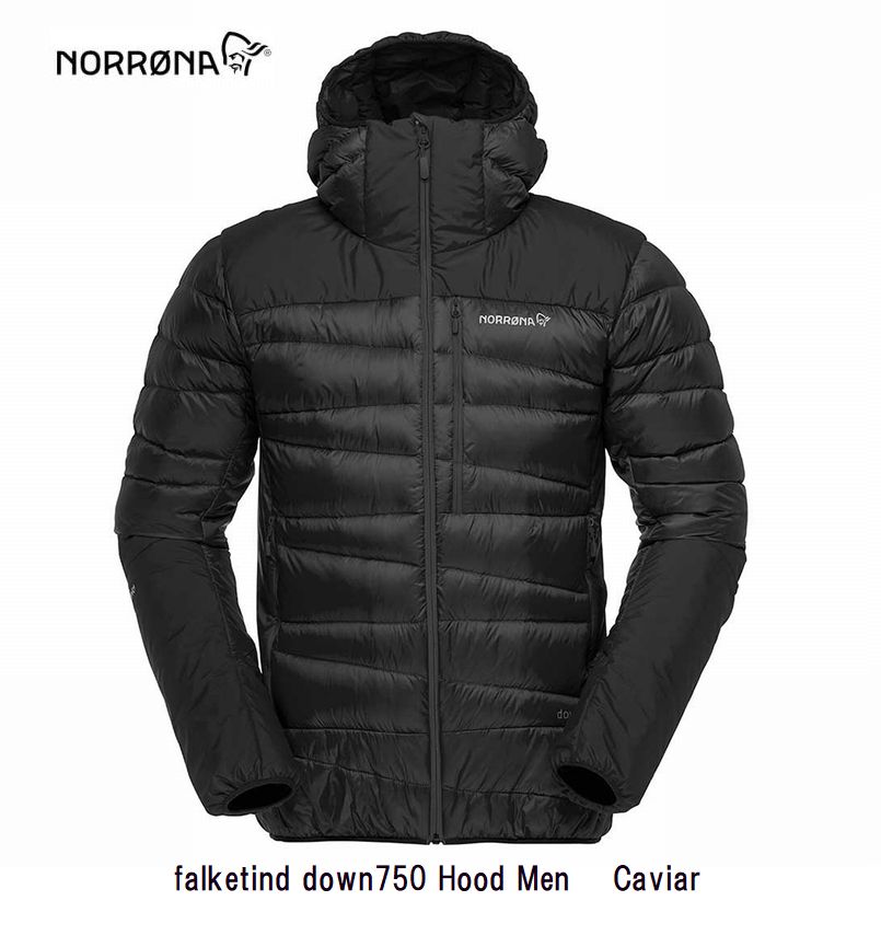 ノローナ NORRONA falketind down750 Hood Men メンズ フォルケティン ダウン750 ジャケット Caviar