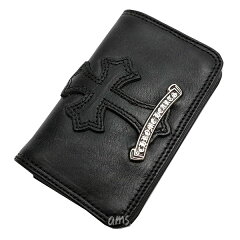 クロムハーツ財布（ChromeHearts）カードケース＃2・GRMT/スクロール・セメタリーレザーパッチブラックヘビーレザー・ウォレット(メンズ）（クロム・ハーツ）（長財布）
