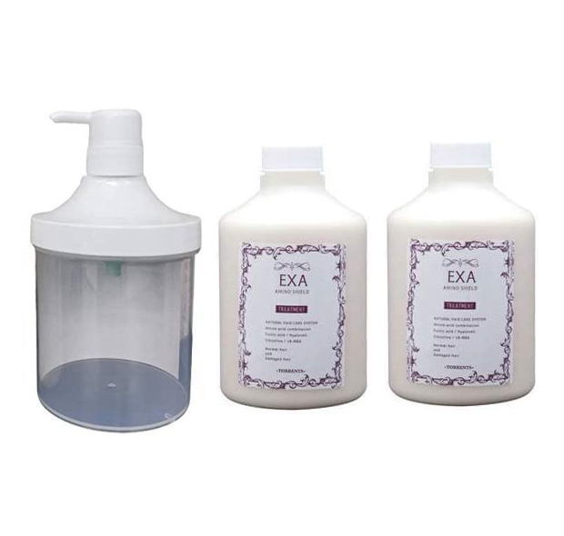 ★【送料無料】 トレンツ / アミノシールド エクサ トリートメント 600g 【詰替え用エコボトル2個+専用容器セット】(AMINO SHIELD EXA)