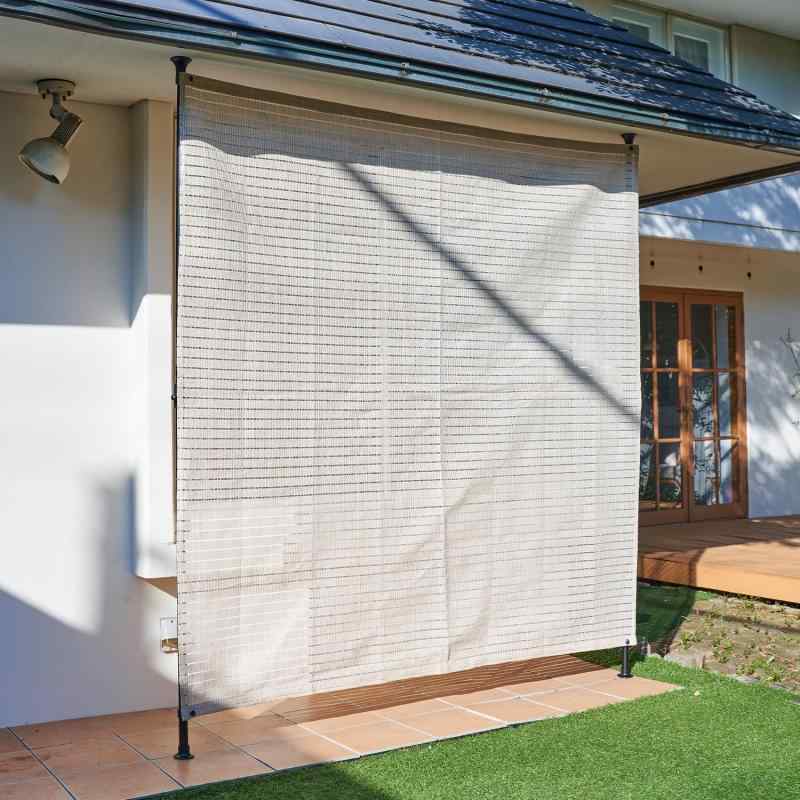 山善(YAMAZEN) 突っ張り目隠しサンシェード 日除け シェード 屋外 2×2m 遮光率約71％ 紫外線遮蔽約82％..