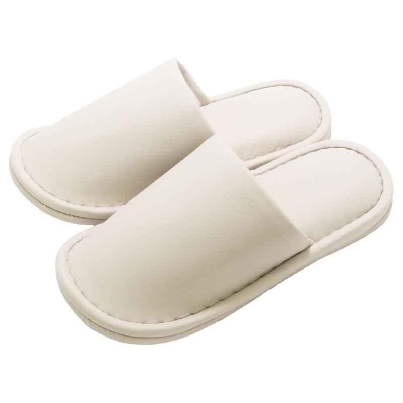 [オクムラ] スリッパ モノトーン つや消しビニールレザー L ベージュ AAAA6911BE 来客用 業務用 お手入..