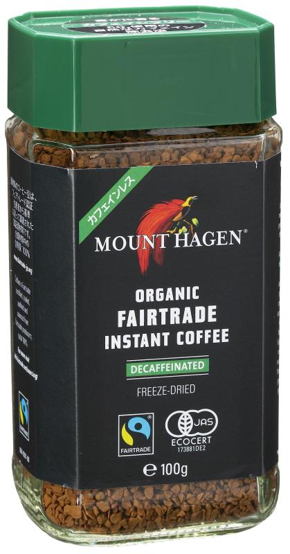 マウント ハーゲン カフェインレス　コーヒー マウントハーゲン オーガニック フェアトレード カフェインレスインスタントコーヒー100g 自然なカフェイン除去プロセスで香りそのままカフェイン99.7%カット