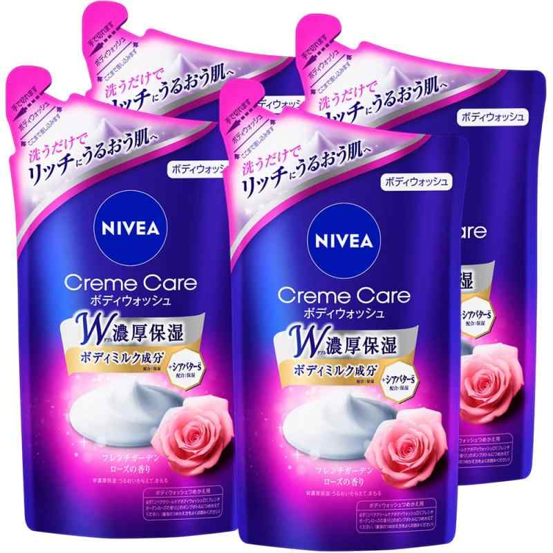 ニベア 【まとめ買い】 クリームケア ボディウォッシュ フレンチガーデンローズの香り つめかえ用 360ml×4個パック W濃厚保湿(3.0)