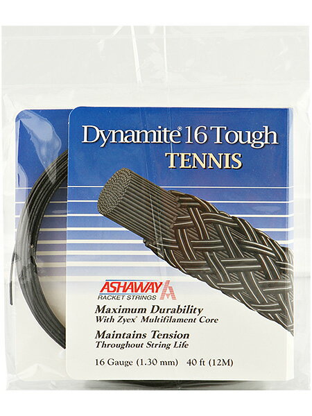 【お試し12Mカット品】アッシャウェイ ダイナマイト16タフ(1.30mm) ブラック 硬式テニスガット マルチフィラメント Ashaway Dynamite 16 Tough String 次回使えるクーポンプレゼント