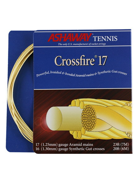 アッシャウェイ クロスファイヤー 17(1.25mm) ケブラー＆ナイロンのハイブリッド硬式テニスガット Ashaway Crossfire 17 Kevlar String