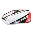 「12本収納」バボラ(Babolat) 2024 RH12 PURE STRIKE ピュアストライク ラケットバッグ テニスバッグ 751225-374 ホワイト×BK×レッド(24y2m) 次回使えるクーポンプレゼント