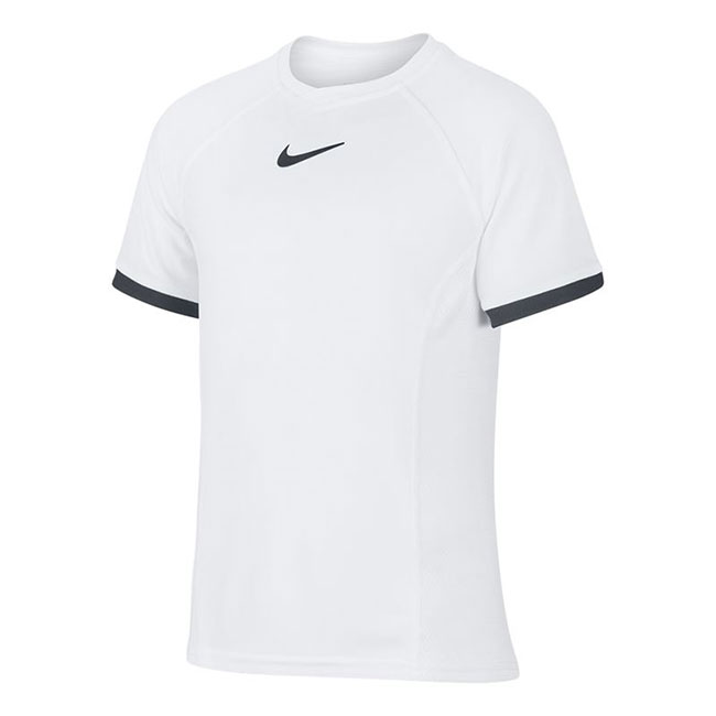 ナイキ(NIKE) 2020 SP ジュニア(ボーイズ) コート DRI-FIT クルーネック Tシャツ CD6131-101ホワイト×ブラック(20y1mテニス)[次回使えるクーポンプレゼント]