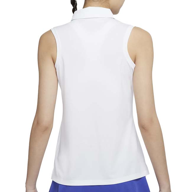 ＼22日〜26日まで8％OFFクーポン！／売切りセール！【日本サイズ】ナイキ(NIKE) レディース DRI-FIT ビクトリー SLD スリーブレス ポロシャツ ノースリーブ DH2313-100 ホワイト×ブラック(23y5mゴルフ)[次回使えるクーポンプレゼント]