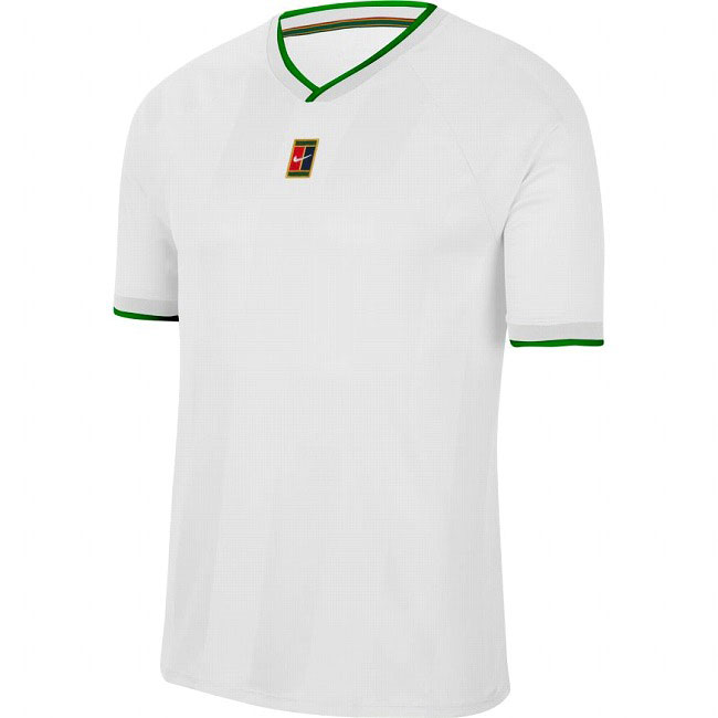 最大1000円OFF選べるクーポン11日まで】在庫処分特価】[日本サイズ]ナイキ(NIKE) 2020 メンズ コート ブリーズ スラム LN NT Vネック半袖シャツ CK9800-100 ホワイト×ゴルジュグリーン(20y7mテニス)[次回使えるクーポンプレゼント]