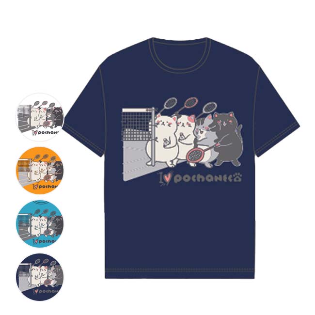 「バドミントン」「日本サイズ」ゴーセン(Gosen) 2024 SS ユニセックス POCHANECO ぽちゃ猫 BD A バド柄 半袖Tシャツ NPT59(24y4m)