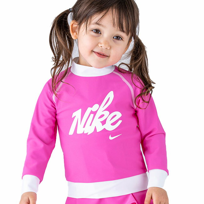 20%OFFクーポン対象！ナイキ(NIKE) ジュニア(ガールズ) TODDLER 長袖UVラッシュガード 水着 スイムウエア 1981922-03 リーサルピンク(20y5m)[次回使えるクーポンプレゼント]