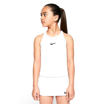 ナイキ(NIKE) 2020 FA ジュニア(ガールズ) コート DRI-FIT タンクトップ CJ0946-100 ホワイト×ブラック(20y8mテニス)[次回使えるクーポンプレゼント]