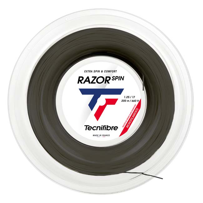 テクニファイバー(Tecnifibre) RAZOR SPIN レーザースピン 1.15／1.20／1.25／1.30mm 200Mロール 硬式テニス ポリエステルガット 04RRASPI-CBN(26y5m)[次回使えるクーポンプレゼント]