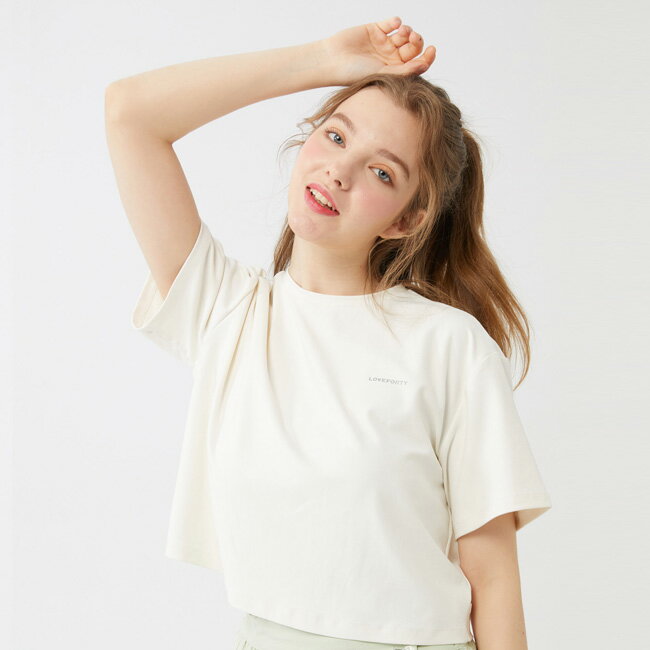 売尽しセール！20%OFF】韓国系テニスウェア LOVEFORTY(ラブフォーティ) レディース BACK-POINT T-SHIRT バックポイント Tシャツ ウェア -アイボリー(オフホワイト)(21y7mテニス)