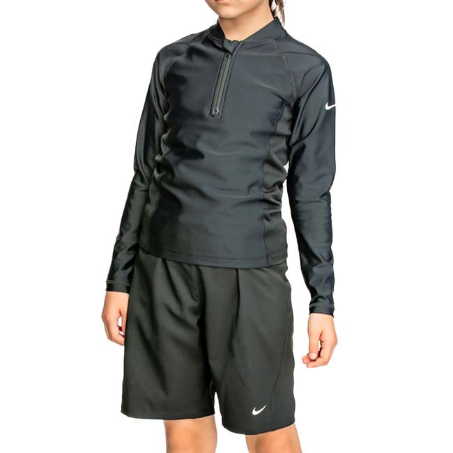 樂天商城 - ＼8日20時〜11日10時まで8％OFFクーポン／在庫処分特価】ナイキ(NIKE) 2024 SS ジュニア UNISEX ロングスリーブ セットアップ スクール水着 水泳 男女兼用 ジェンダーレス 1991093-09 ブラック(24y4m)[次回使えるクーポンプレゼント]