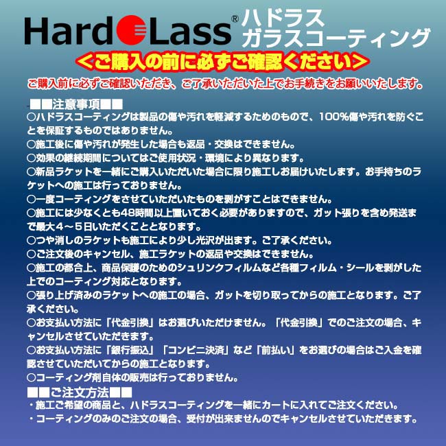 【大切なラケットをガラスコーティングが守ります！】 大切なラケットを守る 鉛筆硬度最大9Hのガラスコーティング ハドラスHardoLass 施工代(25y2m)[次回使えるクーポンプレゼント] 3