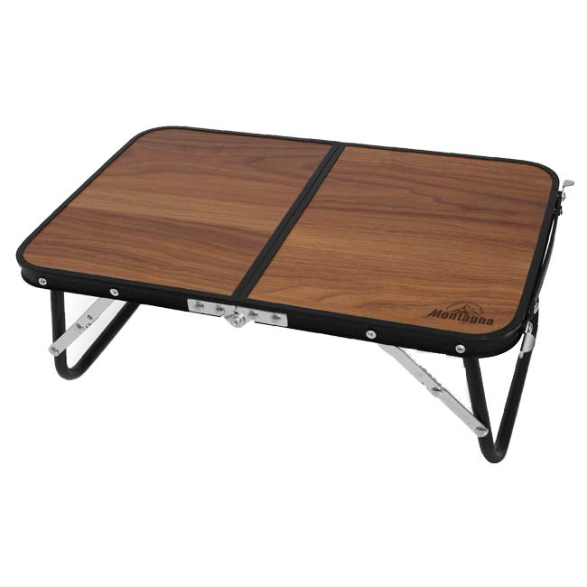 【アウトドアやピクニックに最適】Montagna(モンターナ) ウッド調折りたたみ コンパクトアルミローテーブル 46.5×30×H17.5cm HAC4751ブラウン(25y6m)[次回使えるクーポンプレゼント]
